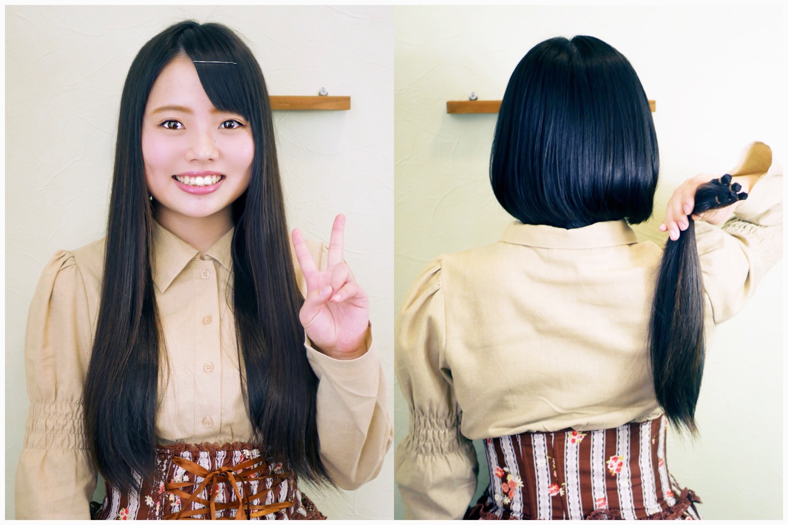 あなたが現在見ているのは ヘアドネーション作品 Long to Short J50 17歳女子高生の黒髪ヘアドネーション