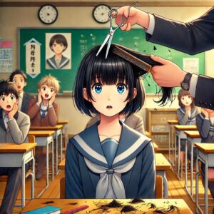 投稿についてもっと詳しく 断髪小説：授業中に断髪